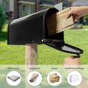 Black Post-Mount Mailboxes for Outside, RAINHOL Metal Mailbox, Galvanized Steel Outside Mail Boxes, Medium Capacity, 19 x 8.7 x 6.7 Inches