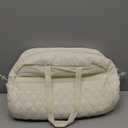 Water-Resistant Women's Duffle Bag - Carry On Approved Gym Tote with Wet Pocket, Lightweight Weekender Overnight Bag for Travel, Sports, Hospital 16.5x7.5x11 Inch Personal Item (Beige)