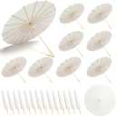 24 Pack White Paper Umbrellas 23.6 Inch Paper Decorative Chinese Japanese Parasol Umbrella DIY Oiled Painting Umbrellas Crafts for Wedding Bridal Party Decor