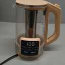 Gourmia Electric Glass Kettle  1.7L Programmable Tea & Coffee Brewer with Digital Touch Display, 6 Presets, Removable Stainless Steel Infuser, Cordless with 360 Swivel Base, Peach