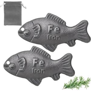 Iron Fish for Cooking, Reusable Natural Sources of Iron Ingot for Daily Iron Supplement, Food Safe Iron Booster for Water & Meals, Healthy Gift for Family 2 Pack
