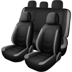 Seat Covers,Sport and Breathable Seat Covers,Anti-Slip Universal Fit Car Seat Covers Full Set for Cars Sedans SUV and Truck(Full Seat,Black+Grey,N2)