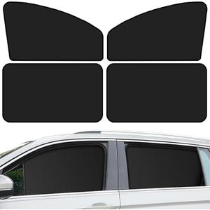 QUICTO Car Window Sun Shades, Car Window Sun Protection Cover, Car UV Protection Cover, Car Seat Full Sun Shield, Camping, Universal Car Interior Accessories，Double-Sided Black (4pcs)