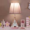 Kids Table Lamp, Adorable 14 Inch Castle Style Kids Desk Lamp, Pink Bedside Lamp Ideal for Girls Bedroom Decor, Includes LED Bulb