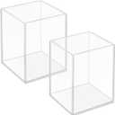 2 Pack Acrylic Pen Pencil Holder, Clear Makeup Brush Holder Cup Storage Office Desktop Desk Table Stationery Organizer