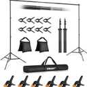 EMART Backdrop Stand 10x7ft(WxH) Photo Studio Adjustable Background Stand Support kit with 2 Crossbars, 14 Clamps, 2 Sandbags and Carry Bag for Parties, Events Decoration, Wedding, Photography