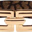 LJCZKA Wide Belts for Women Fashion Hollow Out Square Gold Buckle Stretchy Belt Waistband for Ladies (Fit waist size 37"-41", Leopard)