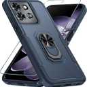 Janmitta for Motorola Moto G 2025 Case/Moto G 2026 Case with Screen Protector,Heavy Duty Shockproof Full Body Protective Cover Built in Rotatable Metal Holder for Moto-G-Play-2026,Navy Blue