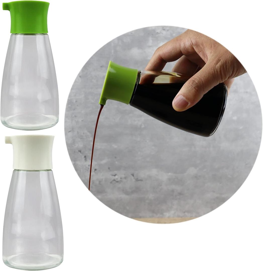 EIKS 2 Set Glass Cruet Bottles Dispenser for Olive Oil Vinegar Soy Sauce, Suitable for Kitchen Cooking Barbecue Usage