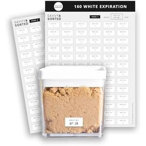 Expiration Date Pantry Labels, 160 Waterproof Food Expiration Date Label for Containers, Kitchen Stickers for Food Freshness, Use by Meal Prep Labels, Best by Write On Labels