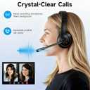 AOC Wireless Headset with Mic for Work, Bluetooth 5.4 Computer Headphones with USB-C Dongle, Clear Call Mic, 30H Battery, One-Touch Mute for PC, Laptop, Home Office, Zoom, Phones - Black