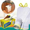 0.8 Mil Ultra Strong 8 Gallon Drawstring Trash Bags, Medium Garbage bags for Bathroom, Bedroom, Office, White