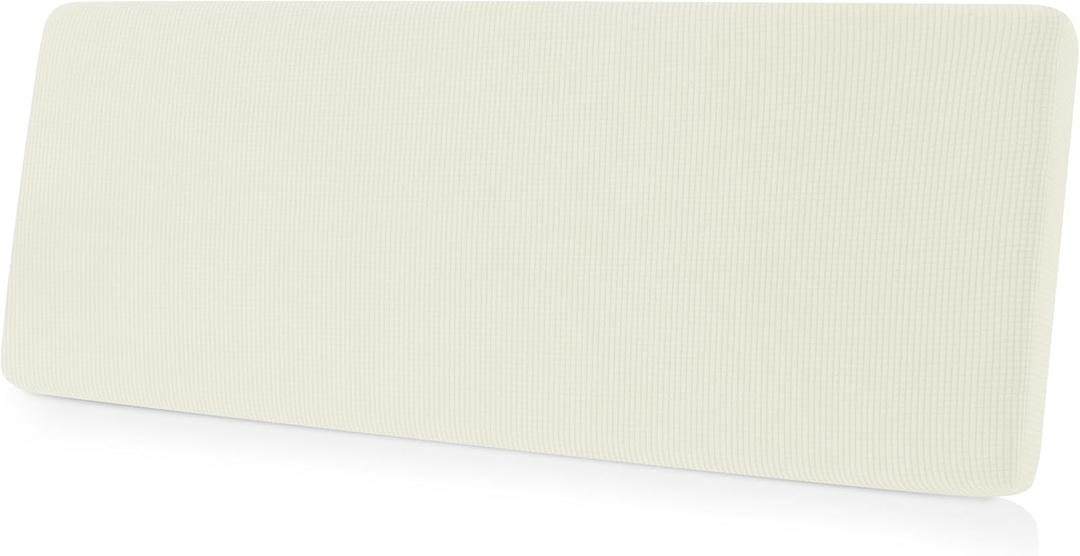 CHUN YI Stretch Loveseat Couch Cushion Cover Suitable for 2 Settee, Sofa Seat Slipcover with Spandex Jacquard Fabric(Medium,Ivory White/Cream)