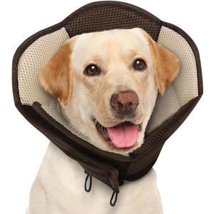 AOFITEE Large Dog Cone - Soft Dog Cone Stop Licking, Adjustable Extra Large Cones Dogs for Wound Healing, Pet Elizabethan Cones Collar After Surgery, XL Fabric Pet E-Collar, Brown X-Large