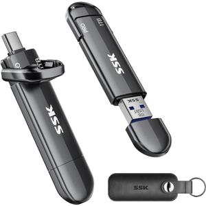 SSK 1TB USB Flash Drive SSD, External TLC NAND Solid State Drive Dual USBC & USBA Ports, Up to 1000MB/s High-Speed Portable 1TB USB Thumb Drive for iPhone 15/16/17 Pro Mac Android PC Backup