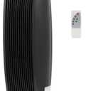 Amazon Basics Oscillating Tower Heater, With Digital Display, Remote Control, Timer, Over-Heat and Tip-Over Protection, Room Temperature Sensor, 2 Heat Settings, 1500W, Black, 8.6"D x 8.6"W x 23"H