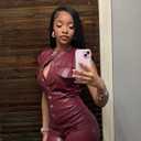 Molilove Womens Leather Jumpsuit Sexy Sleeveless Button Top Bodycon Jumpsuit Faux Leather Cargo Pants Romper Party Clubwear (Red, L)