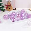 AMS 24ct Clear Christmas Ball Ornaments, 2.76''/70mm Shatterproof Hanging Xmas Balls Baubles Set for Christmas Tree with Stuffed Delicate Decorations for Wedding Christmas (Pink)