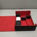 Mlikero Card Deck Case, 1800+ Trading Card Storage Box with 10 Dividers and 3 Foam Stoppers, Leather Magnetic Closure Commander Deck Box Fit for YuGiOh, MTG and Sport Cards(Black&Red)