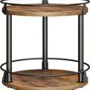 Lazy Susan Organizer, Rotating Spice Rack, 2 Tier Spice Turntable Organizer, Industrial Turntable Spice Holder, for Kitchen Countertop and Cabinet, Compact and Versatile, Rustic Brown SR22BR