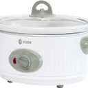 3.5 Quart Slow Cooker with 3 Heat Settings, Non-Stick and Dishwasher Safe, Removable Ceramic Pot Tempered Glass Lid, Cool Touch Handles for Entrees, Soups, Stews, Ivory White