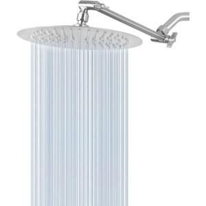 NearMoon Rain Shower Head with 11'' Adjustable Arm, High Pressure Stainless Steel Rainfall Shower, Ultra-Thin Design - Pressure Boosting (10 Inch, Nickel)