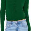 Forever 21 Women's Bow Cropped Cardigan Sweater (Green) S
