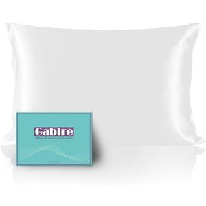 Gabire Mulberry Silk Pillowcase for Hair and Skin Prevent Acne Pillowcase Both Sides Real Silk Pillowcases Organic Silk Pillowcase with Hidden Zipper, White, Standard (20"×26")