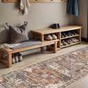 RUUGME Washable 3X8 Runner Rugs - Large Boho Rugs for Living Room Stain Resistant Carpet Vintage Tribal Rugs for Bedroom Kitchen Bathroom Non Slip Backing Home Decor Floor Decoration Mat 3X8 Brick