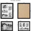 Hongkee 11x14 Picture Frame Set of 2, Black Wood Frame with Real Glass Collage Picture Frames, Display Pictures Five 4x6 With Mat or 11 x 14 Without Mat, Photo Frames Wall Gallery
