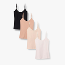 Amazon Essentials Women's Slim-Fit Knit V-Neck Layering Cami, Pack of 4 L