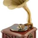 Retro Vintage Gramophone Record Player, Decorative Phonograph with Bluetooth/USB, Hi-Fi, Handcrafted by Pure Oak (Brown) for Music Player/Home Decoration/Retro Collection/Gift