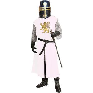 H H C Medieval Knight Tunic Cosplay Mens Surcoat Rampant Lion Embroidery Sleeveless Tunic Larp Costume (White, XXL)