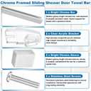 Glass Shower Door Towel Bar 30" Bright Chrome Compatible with Alumax Basco Sliding Shower Door Handle Replacement w/Silver Transparent Brackets Fits Framed Shower/Tub Enclosure Doors Up to 31" Wide