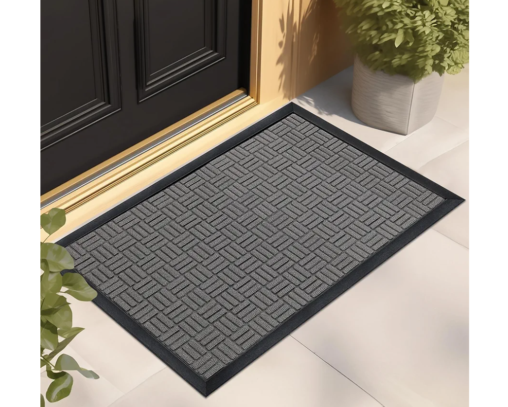 Mibao Front Door Mat, Heavy Duty Durable Welcome Mat for Outdoor Indoor, Dirt Trapper Waterproof Super Absorbent Door Mat for Entryway Outside Patio Porch, 61.5" x 36", Light Grey