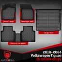Floor Mats & Cargo Liner Compatible with 2018-2024 Volkswagen Tiguan 5 Seats ONLY VW Cargo Mat, Full Set All Weather Protection, 1st, 2nd Row Car Liners & Trunk Mat, Black