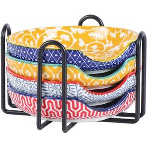 Selamica Ceramic Spoon Rest with Holder, 4.8 Inch Spoon Rest for Stove Top, Spoon Holder for Kitchen Counter, Coffee Spoon Holder, Utensil Rest for Cooking, Ladles, Tong, Set of 4, Assorted Colors