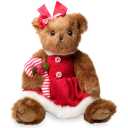 Christa Cane Christmas Bear Stuffed Animal, 14.5 Inch, Christmas Teddy Bear Plush, Teddy Bear for Kids