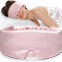 LitBear Silk Sleep Mask for Women, Adjustable 100% Mulberry Silk Sleeping Eye Mask for Side Sleeper, Total Blackout Eye Cover for All Night Sleep, Travel, Office, or Napping (Pink)