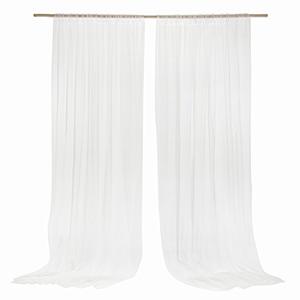 Ling's moment Wide White Sheer Curtains, Chiffon Wrinkle-Free Window Doorway Drapes Backdrop for Sliding Glass Doors Living Room Wedding Party Bedroom Farmhouse Arch Stage, 5ft x 10ft 2 Panels