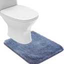 Suchtale Bathroom Contour Rug Non Slip Bath Mat Water Absorbent Soft Microfiber Shaggy Bathroom Mat Machine Washable Bath Rug for Bathroom Thick Plush U Shape Toilet Rug (20 x 24, Blue)