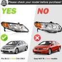 Headlights W/Bulbs for 2006-2011 Honda Civic 4-Door Halogen Headlamp Replacement Driver & Passenger Side (NOT fit 2-Door)