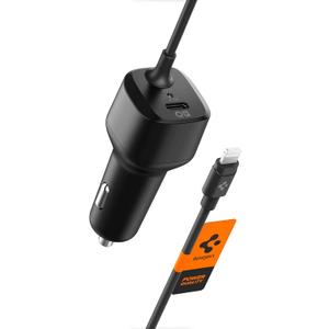 Spigen for USB C Car Charger, [MFi Certified ] Total 47W PD 27W with Built-in Lightning Cable 20W Fast Charge Type C Car Adapter Compatible with iPhone 17 16 15 14 13 12 iPad Galaxy Z Fold Flip 7