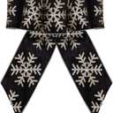 4 Inch Black Velvet Wired Ribbon 10 Yards Snowflake Metallic Crushed Velvet Christmas Ribbon for Gift Wrapping Christmas Tree Decoration Crafts Wreaths Supplies-Continuous (Black, 4"-10 Yard)