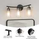 3-Light Arc Shape Bathroom Light Fixtures | Modern Black Vanity Light with Clear Glass Shades for Bathroom, Living Room, Hallway, E26 Base (Bulbs Excluded)