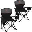 ALPHA CAMP Camping Chair 2 Pack Portable Chair with 3-Can Cooler Folding Chair with Side Pocket and Cup Holder, Collapsible for Camping, Tailgates, Beach, Fishing and Sports,2PC (Black&Grey)