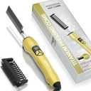 DAN Technology Titanium Anti-Scald Electric Hot Comb Hair Straightening Brush for Wigs Adjustable, Pressing Combs for Black Women Hair Styling, Gold