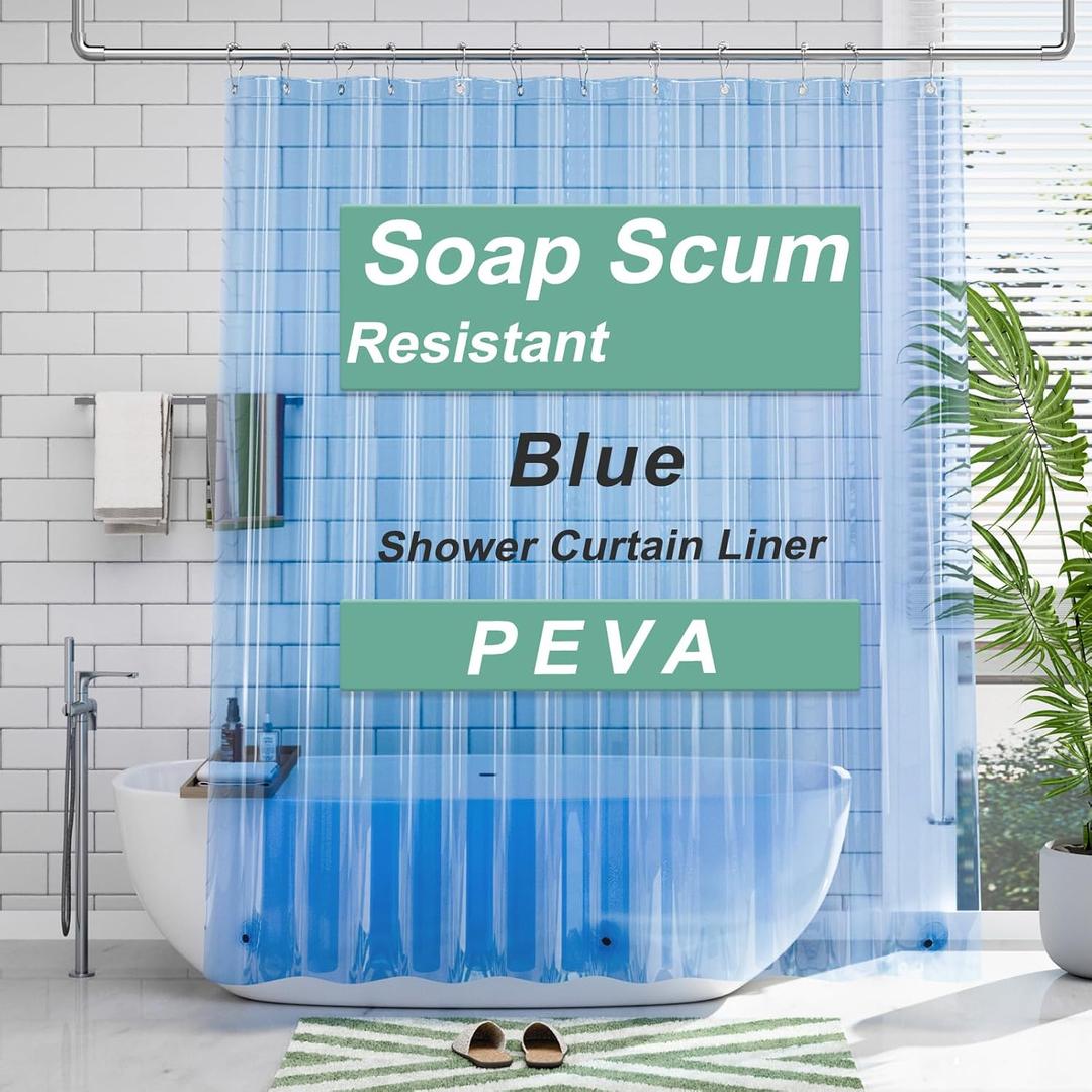 AmazerBath Shower Curtain Liner, 72x72 Transparent Blue Shower Liner, Lightweight Plastic Shower Curtain Liners, Cute Waterproof Shower Liner for Bathroom with 3 Magnets and 12 Grommet Holes (Clear Atlantic) AmazerBath Shower Curtain Liner, 72x72 Transparent Blue Shower Liner, Lightweight Plastic Shower Curtain Liners, Cute Waterproof Shower Liner for Bathroom with 3 Magnets and 12 Grommet Holes (Clear Atlantic)