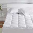 SLEEP ZONE Queen Size Cotton Mattress Pad, Machine Washable Mattress Protector Cover, Soft Cotton Top Cooling Mattress Topper Fits 8-21 inch Deep Pocket, Queen