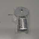 Facmogu Classic Retro Style Microphone Prop with Stand, Fake Vintage Microphone Decor for Party Decorations - Silver